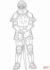 Knight Medieval Coloring Pages Drawing Printable Paper sketch template