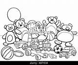 Toys Cartoon Coloring Group Book Alamy Stock Objects Characters Illustration sketch template