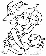 Beach Coloring Pages Kid Summer sketch template