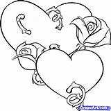 Roses Hearts Coloring Pages Color Getcolorings Printable sketch template