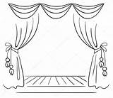 Stage Theater Vector Curtain Clipart Sketch Teatro Drawing Curtains Stock Para Theatre Coloring Illustration Draw Dibujo Kresby Clip Depositphotos Pages sketch template