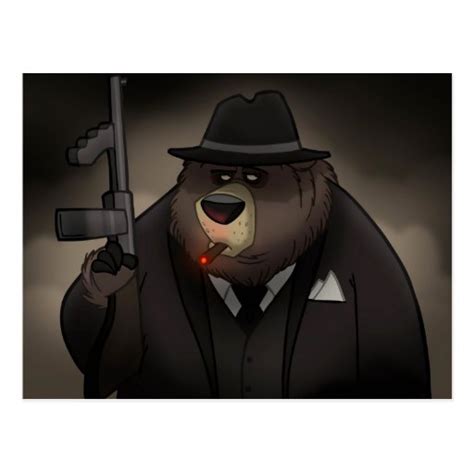 gangster bear postcard zazzle