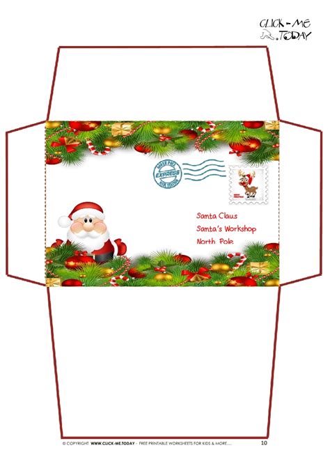 printable letter  santa claus envelope template xmas decoration