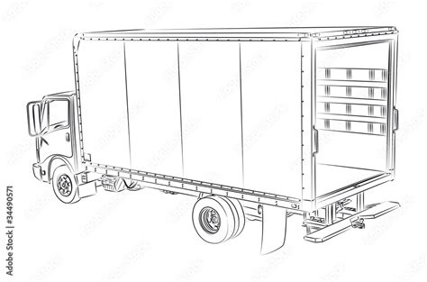 open delivery truck vector drawing stock vektorgrafik adobe stock