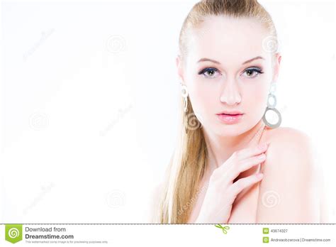 beauty portrait on white background perfect fresh skin