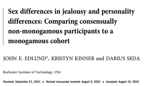 alexander on twitter new paper on sex differences in jealousy in a