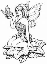 Fairy Coloring Pages Adults Drawing Colour Line Pencil Adult Sketch Fantasy Garden Fairies Drawings Kids Printable Butterfly Print Beautiful Book sketch template