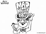 Mad Hatter Tea Pages Party Coloring Wonderland Alice Kids Printable Color sketch template