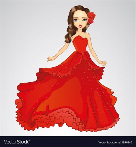 beauty princess in red dress royalty free vector image