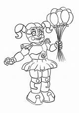 Fnaf Coloring Circus Ballora Colorare Freddy Nights Disegni Sister Animatronics Animatronic sketch template