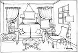 Room Living Coloring Drawing Bedroom Interior Outline Pages Clipart Perspective Buildings Printable Architecture Drawings Colouring Color Space Sheets Draw Sketch sketch template