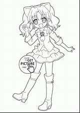 Coloring Girl Anime Pages Chibi Cat Drawing Book Getdrawings Unique sketch template
