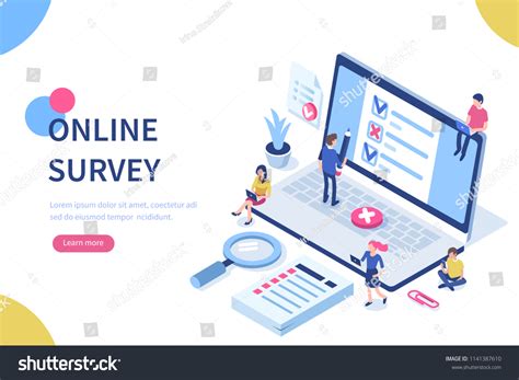 survey concept characters   stock vector royalty