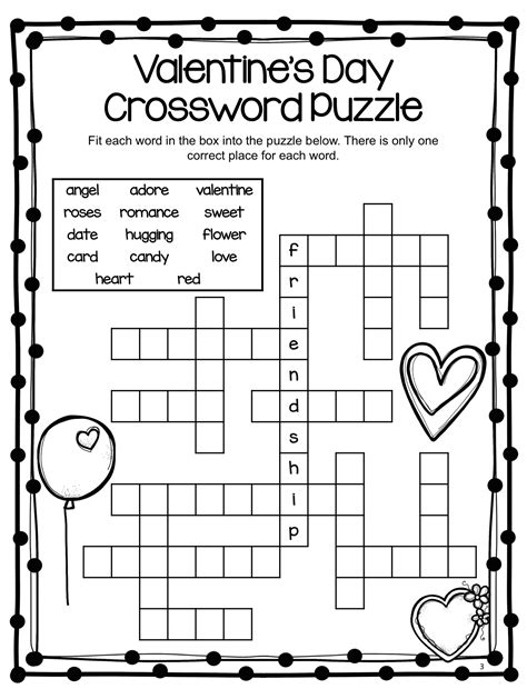 printable valentines day crossword puzzles emma crossword puzzles