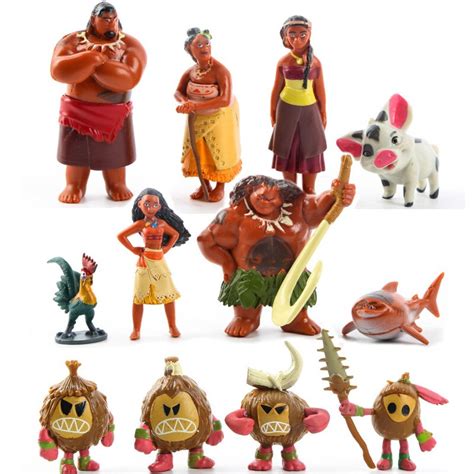 The New 12 Pcs Set Moana Waialiki Maui Heihei Adventure Action Figures