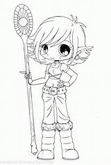 Coloring Elf Chibi Pages Cute Anime Girls sketch template