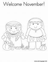 November Coloring Pages Welcome Printable Kids Color Print Hello Info sketch template