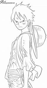Luffy Lineart Volume Cover Piece Anime Deviantart Drawings Outline Drawing Manga sketch template