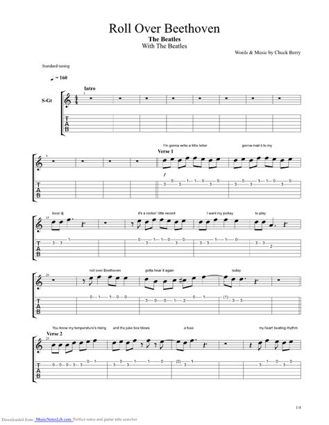 roll over beethoven guitar pro tab by beatles