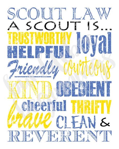 printable scout oath  law  posters etsy   scout