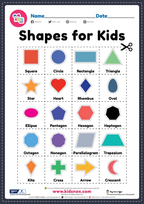 printable  shapes  kids flash card