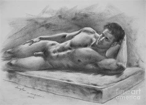 Original Drawing Sketch Charcoal Gay Interest Man Male