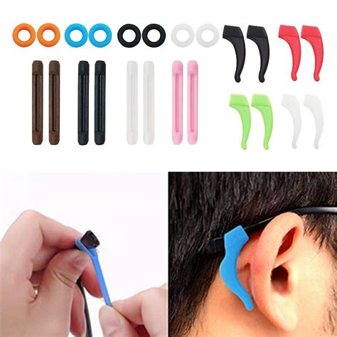 Silicone Anti Slip Round Eyeglass Retainers Nose Pads Ear Hooks