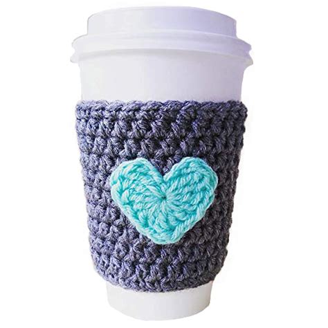 amazoncom reusable coffee cup sleeve grey  mint heart handmade