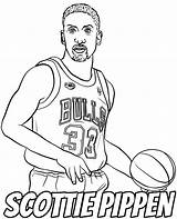 Pippen Scottie Coloring Bulls Chicago Sheet Player Printable Nba sketch template