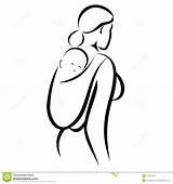 Mom Baby Sling Vector Illustration Preview sketch template