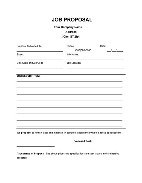 downloadable blank  printable bid proposal forms