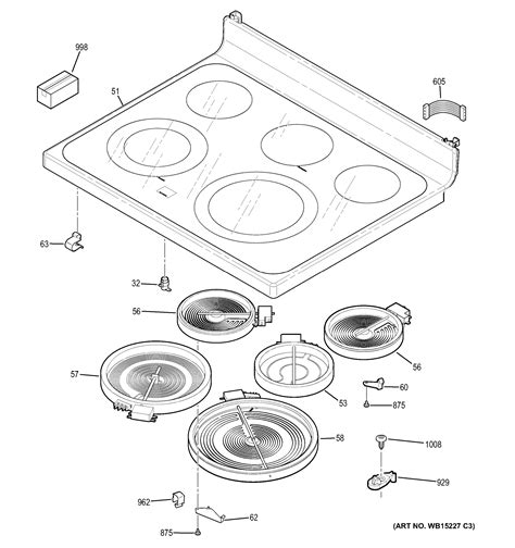 assembly view  cooktop jbdfcc