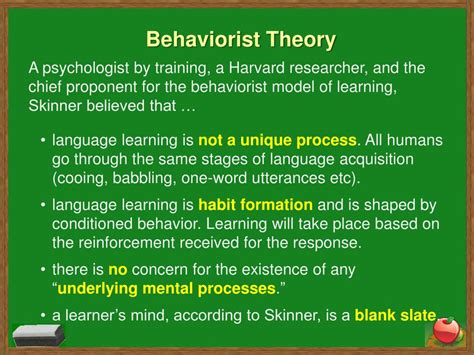 behaviorist theory  language learning  acquisition slidesharetrick