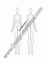 Fashion Figure Croqui Template Front Pose V50 Drawing Sketching Flat Drawn sketch template