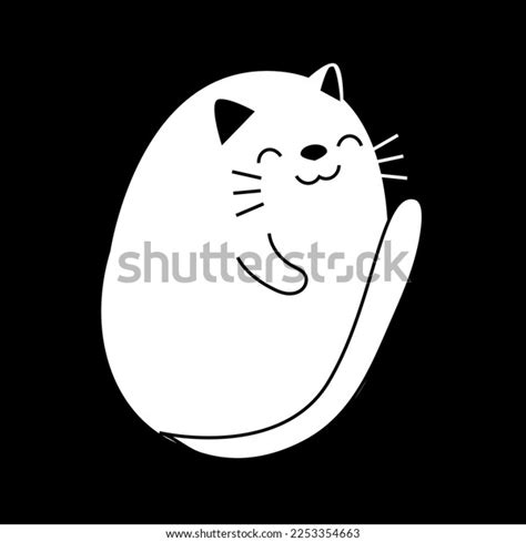 White Cat Doodle Cute White Pussy Stock Vector Royalty Free