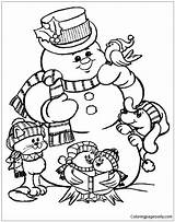 Pages Happy Snowman Coloring Color Online sketch template