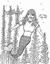 Mermaid Kelp Forest Robin Coloring Pages Great sketch template