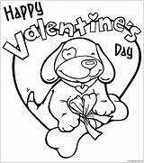 Pages Valentine Puppy Coloring Happy Valentines Color Online Kids Adults sketch template
