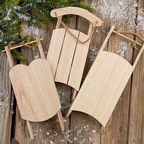 unfinished wood vintage sled holiday craft supplies christmas