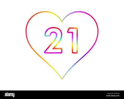 number    white heart  rainbow color outline stock photo alamy