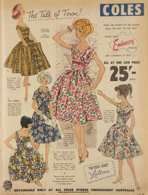 original coles ad retro womens dresses 1959 vintage