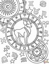 Coloring Zodiac Aries Pages Sign Printable Drawing sketch template