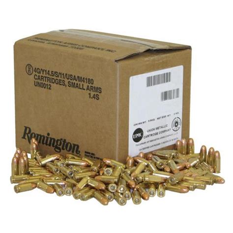 remington mm luger fmc  grain  rounds loose bulk  mm ammo  sportsmans