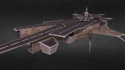 flying aircraft carrier  model  pixelissue fd sketchfab
