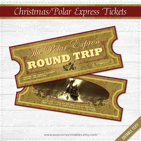 editable polar express ticket printable