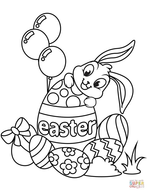 cute easter bunny  eggs coloring page  printable coloring pages