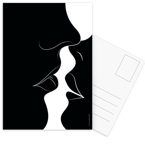 just a black kiss postcard set juniqe