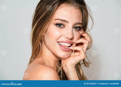 Natural Female Beauty Concept Beautiful Smiling Woman With Naked