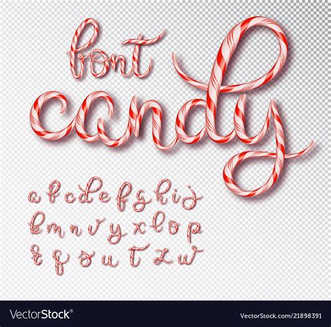 Christmas Candy Cane Lettering Font Set Royalty Free Vector