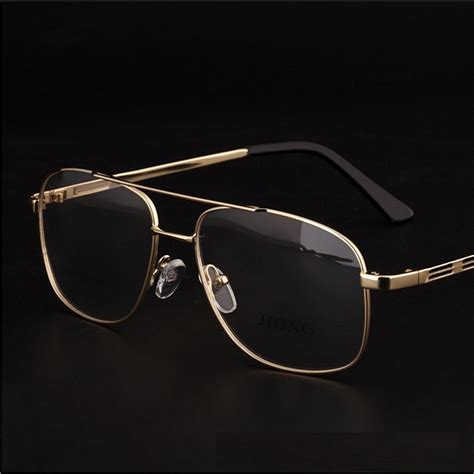 brand designer retro gold eyeglasses frames men eye